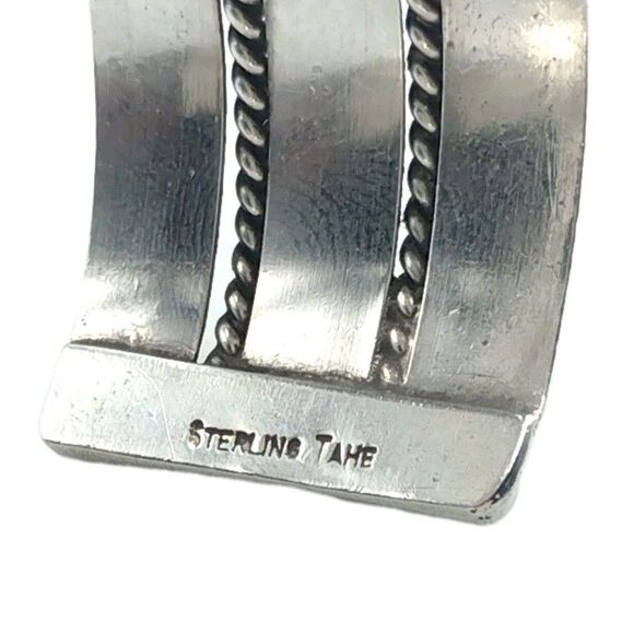Native American 3/4" Navajo Sterling Silver Bracelet Cuff TAHE 41g Size 6.5-6.75 - Picture 5 of 15